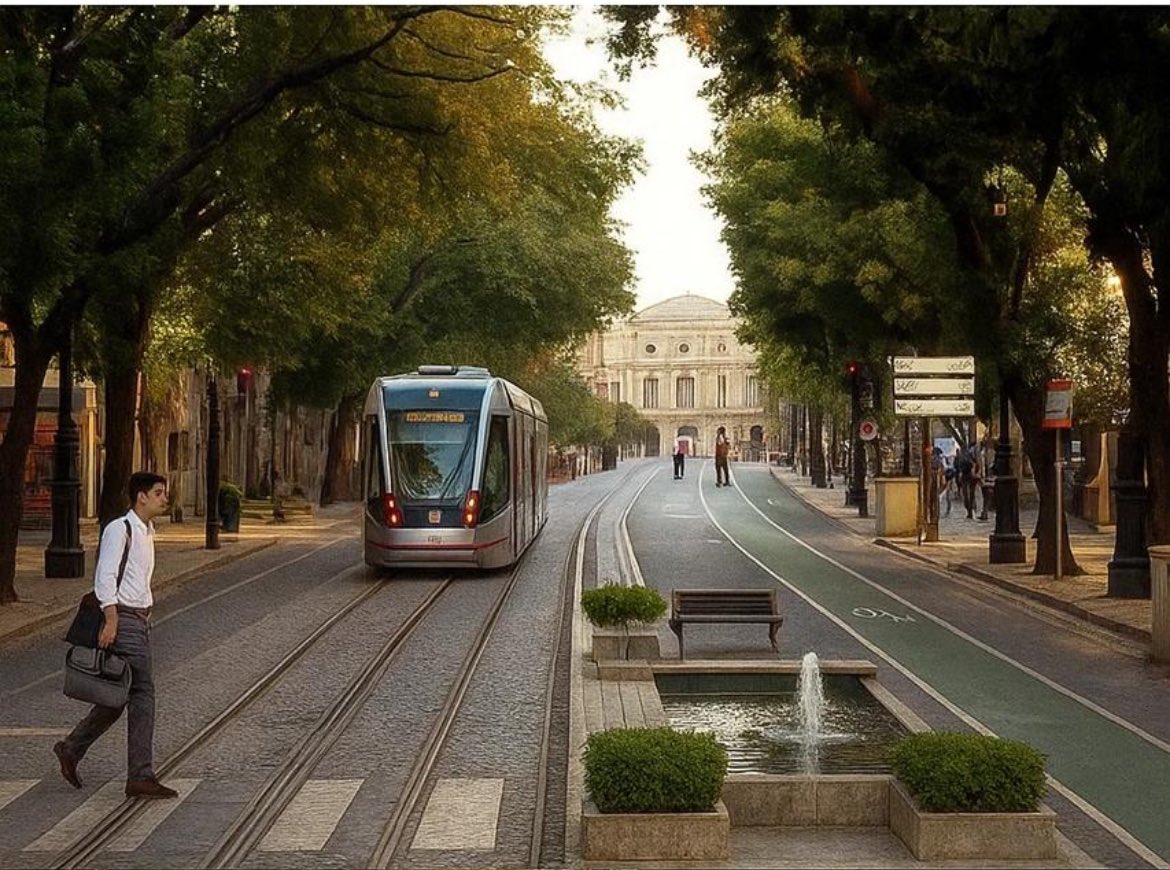 Esto es lo que debería de haber sido, si se hubiese planificado el metro centro RESPETANDO la IV existente y considerando aumentarla. Podría haber sido perfectamente compatible, bien diseñado con espacios para el peatonal, tranvía, bici y los grandes árboles <a href="/Ayto_Sevilla/">Ayuntamiento de Sevilla</a>