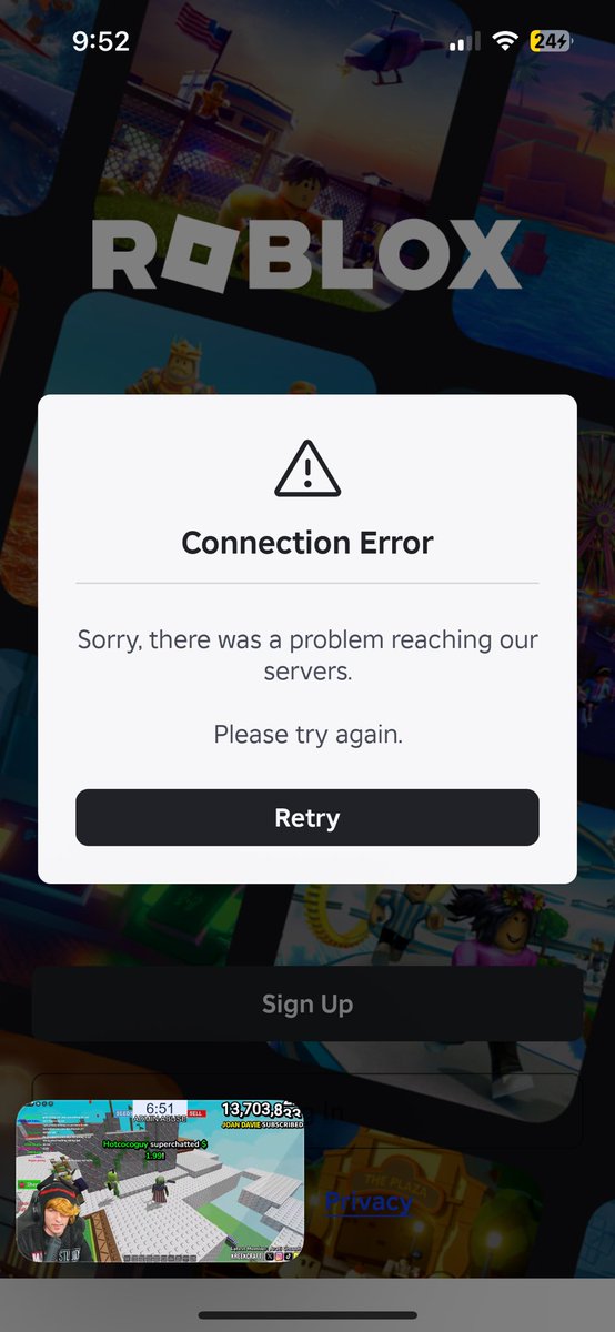 Lildordor18's tweet image. It’s down @KreekCraft @Roblox #robloxisdown