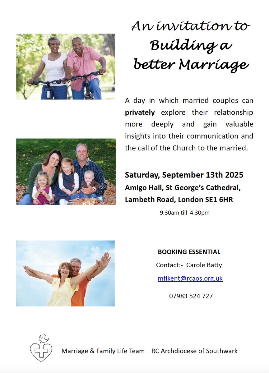Invitation - Building a Better Marriage
A day in which married couples can privately explore their relationship more deeply and gain valuable insights into their communication and the call of the Church to the married: stgeorgescathedral.org.uk/whats-on/build…