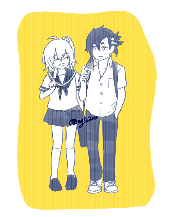 お題：「制服」「黄色」両方！
アイス買い食いしながら下校するふたり見たいよ……

#マンぐだ子ワンドロワンライ企画
<a href="/mngdk_DW/">マンぐだ♀ドロライ</a>