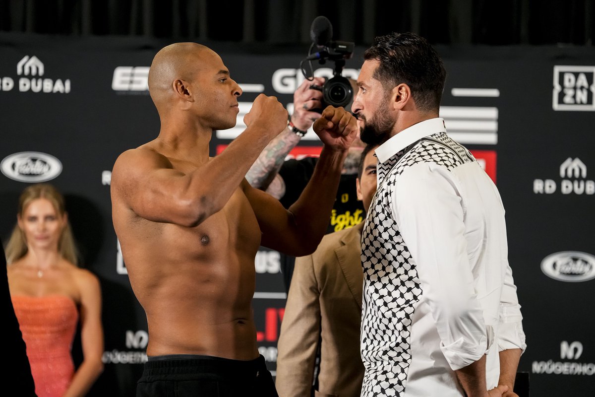 Alan Murphy (@alanmurphymma) on Twitter photo The #GLORY103 Main Event!
𝐋𝐞𝐯𝐢 𝐑𝐢𝐠𝐭𝐞𝐫𝐬 (𝟏𝟗-𝟑, 𝟗 𝐊𝐎)
⬆️ 6 foot 7
⚖️ 245 lbs
👊 66% KO Ratio in GLORY
𝐉𝐚𝐦𝐚𝐥 𝐁𝐞𝐧 𝐒𝐚𝐝𝐝𝐢𝐤 (𝟑𝟖-𝟏𝟎, 𝟐𝟗 𝐊𝐎)
⬆️ 6 foot 9
⚖️ 270 lbs
👊 76% Career KO Ratio
Tonight | Live on <a href="/DAZN_Sport/">DAZN Sport</a> The #GLORY103 Main Event!
𝐋𝐞𝐯𝐢 𝐑𝐢𝐠𝐭𝐞𝐫𝐬 (𝟏𝟗-𝟑, 𝟗 𝐊𝐎)
⬆️ 6 foot 7
⚖️ 245 lbs
👊 66% KO Ratio in GLORY
𝐉𝐚𝐦𝐚𝐥 𝐁𝐞𝐧 𝐒𝐚𝐝𝐝𝐢𝐤 (𝟑𝟖-𝟏𝟎, 𝟐𝟗 𝐊𝐎)
⬆️ 6 foot 9
⚖️ 270 lbs
👊 76% Career KO Ratio
Tonight | Live on <a href="/DAZN_Sport/">DAZN Sport</a>