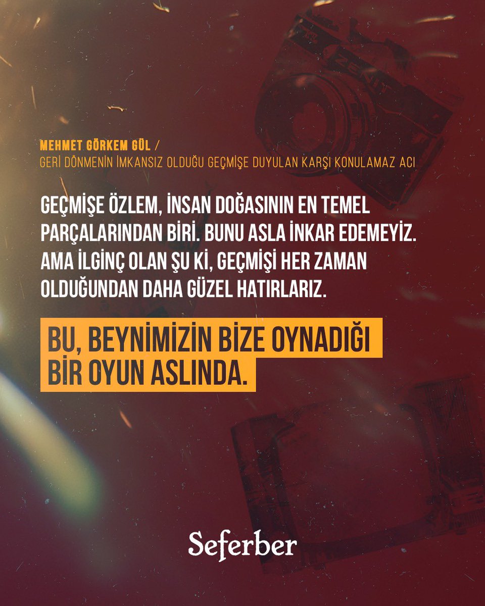 Mehmet Görkem Gül / Geri Dönmenin İmkansız Olduğu Geçmişe Duyulan Karşı Konulamaz Acı

📍Seferber Dergisi 3️⃣6️⃣. Sayısı

#Seferber #Dergi #Edebiyat #Kültür #Tarih