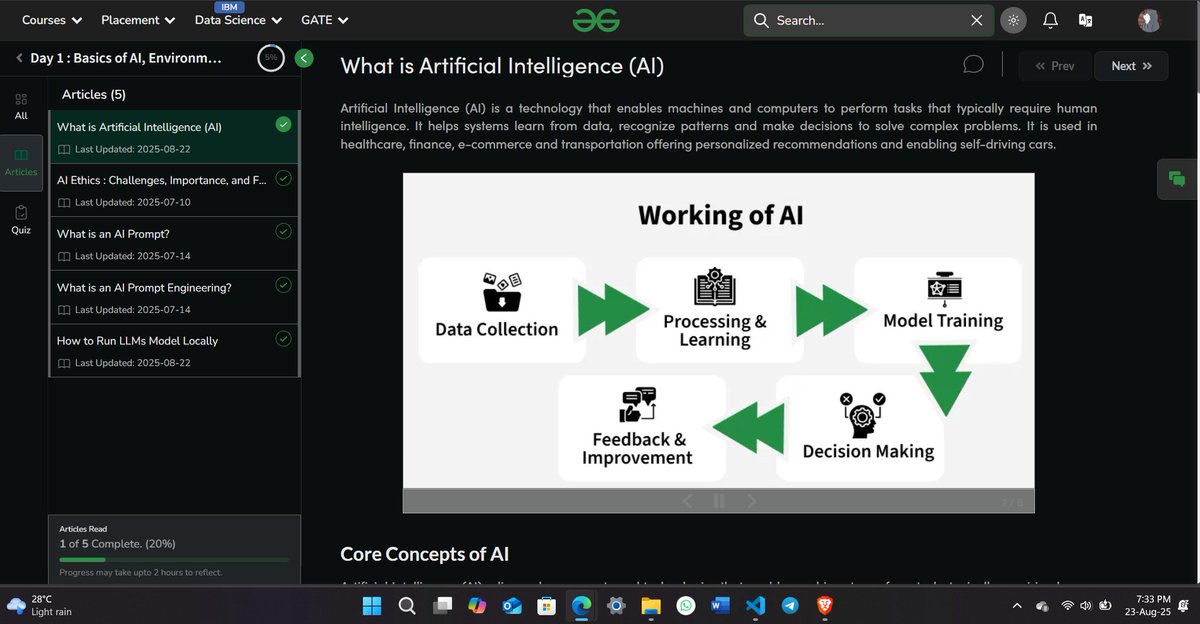 itz_manuv's tweet image. ✨Exciting Update!
Just started the "AI Tools Skill Up" course on @geeksforgeeks as part of the #NationalSkillUp initiative! 🚀
Excited to level up my AI skills and explore practical tools for the future of tech. 🚀
#AI #Upskilling #GeeksforGeeks #TechSkills