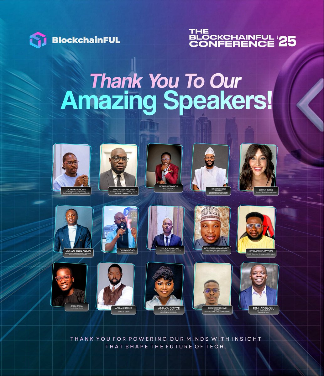 We at BlockchainFUL would like to sincerely appreciate our speakers at #BlockchainFULConference25. 👏🏽

For coming out to impact such a vast audience of innovators &amp; builders shaping the future of decentralization.

Your efforts, time, and impact will forever be appreciated. Thank
