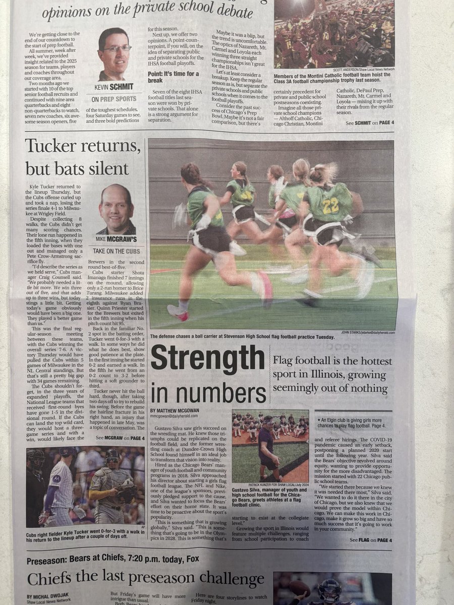 Matthew McGowan (@matt_mcgowan12) on Twitter photo As a proud older brother of a flag football player (soon to be lockdown CB), this story meant a lot for me to write. Last piece for <a href="/dhpreps/">Daily Herald Preps</a> might be my favorite. Every sports journalist should cover high school sports at one point. dailyherald.com/20250821/girls… As a proud older brother of a flag football player (soon to be lockdown CB), this story meant a lot for me to write. Last piece for <a href="/dhpreps/">Daily Herald Preps</a> might be my favorite. Every sports journalist should cover high school sports at one point. dailyherald.com/20250821/girls…