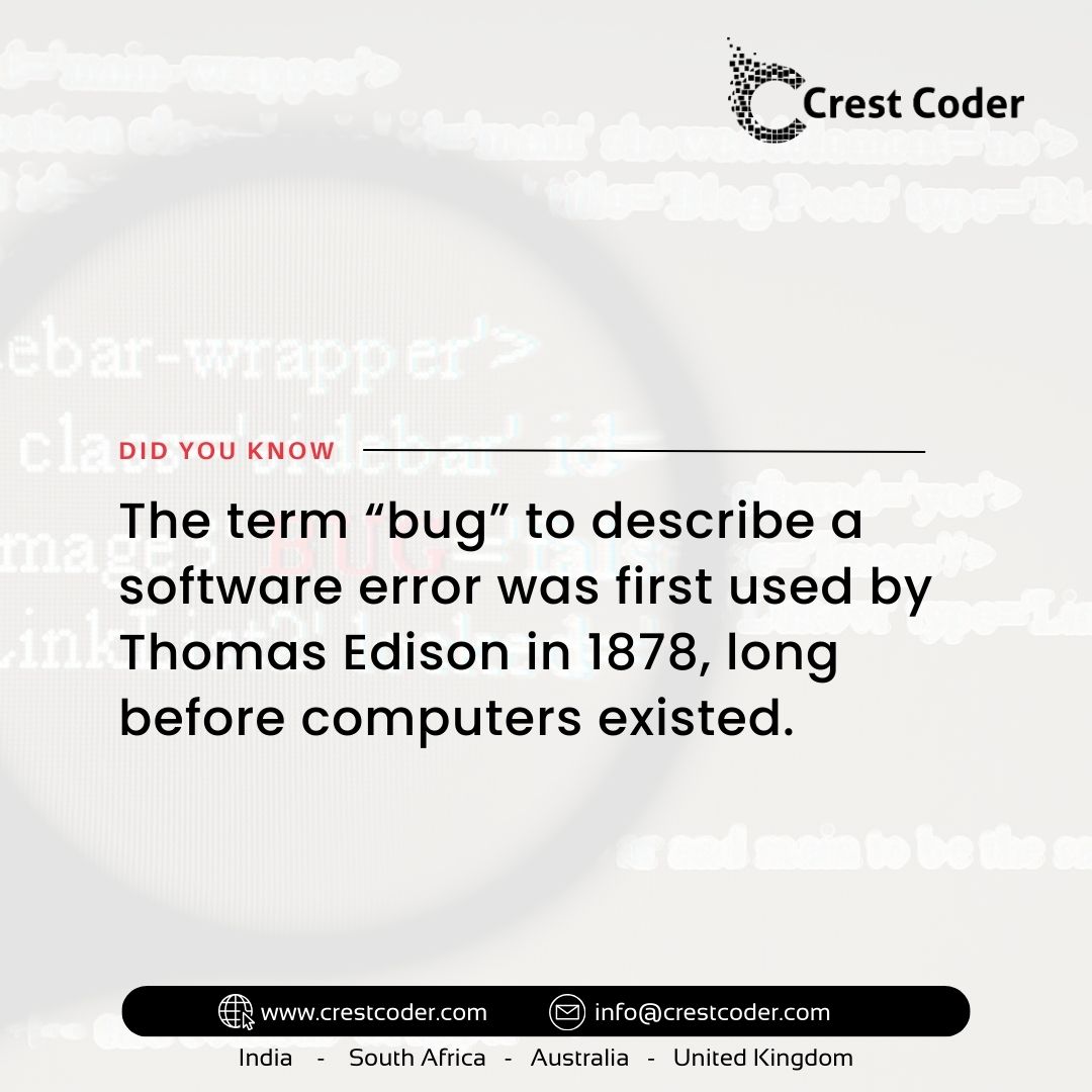 CrestCoder's tweet image. Did you Know

#DidYouKnow #Software #Bug #Coding #Tech #IT
