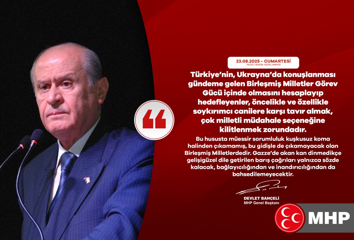 Türkiye’nin, Ukrayna’da konuşlanması gündeme gelen Birleşmiş Milletler Görev Gücü içinde olmasını hesaplayıp hedefleyenler, öncelikle ve özellikle soykırımcı canilere karşı tavır almak, çok milletli müdahale seçeneğine kilitlenmek zorundadır.
Bu hususta müessir sorumluluk