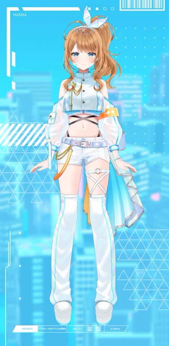 【お仕事告知】 STARDUST VIRTUAL STUDIO所属『千空えいる』( #ChiaEiru )ちゃんの新モデルを担当させていただきました。 初期衣装のイメージを残しつつ、本人の希望でサイバーっぽさを取り入れました。私はサイドテールがお気に入り! ぜひ配信でご覧ください! #千空えいる新モデルお披露目