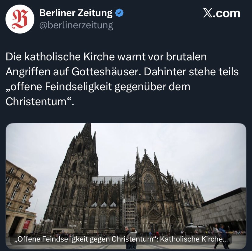 Dann nennt bitte die Tätergruppe, die dem Christentum feindselig gegenübersteht.