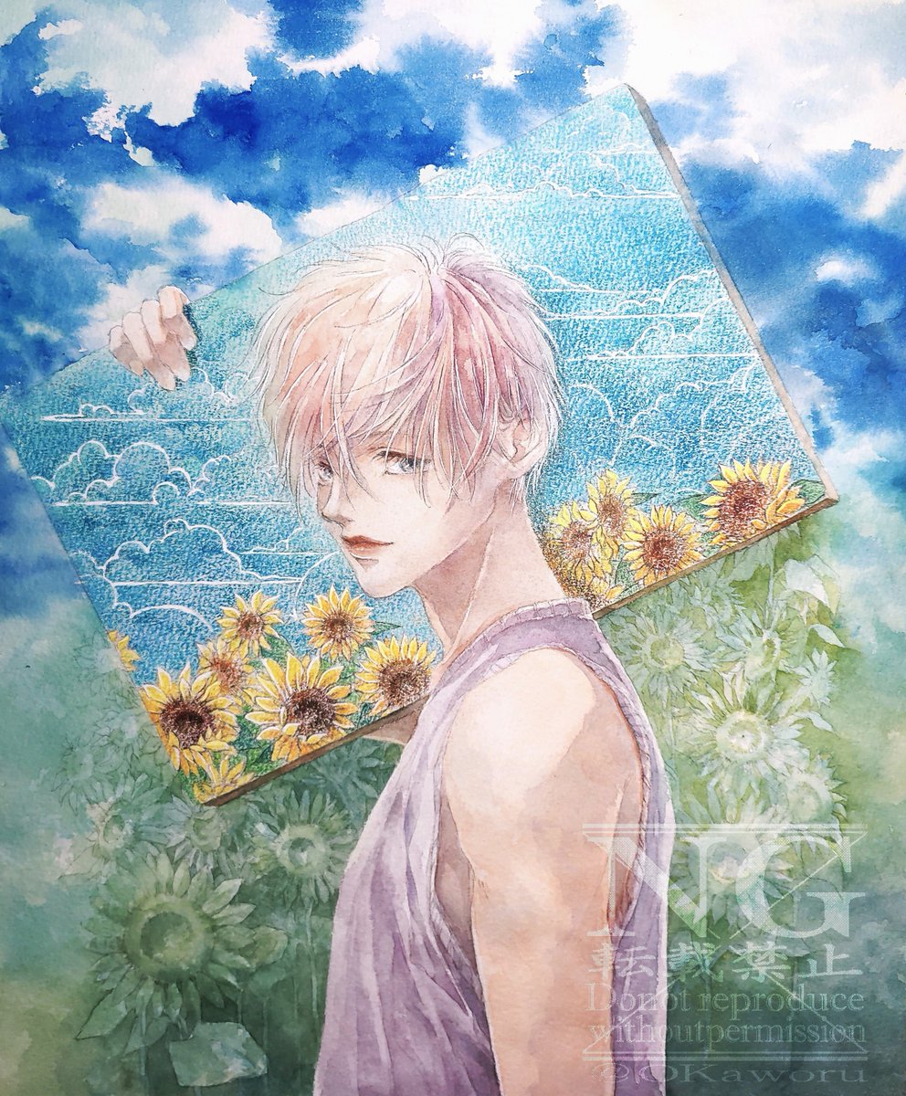 １枚くらい夏っぽい絵がほしいなと思い、ちょっと前に下絵で放置してたのを水彩画にしてみたのでよかったら見てってくだされ🤚

#アナログ絵