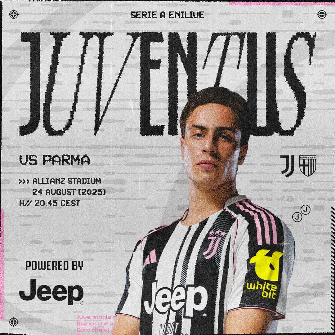 juventusfc's tweet image. Cominciamo la stagione a casa nostra 🤍🖤

🇮🇹 Serie A - 1ª giornata
🆚 Parma
🏟️ Allianz Stadium
⏰ 20:45 CEST 
#️⃣ #JuveParma
🔋 powered by @Jeep