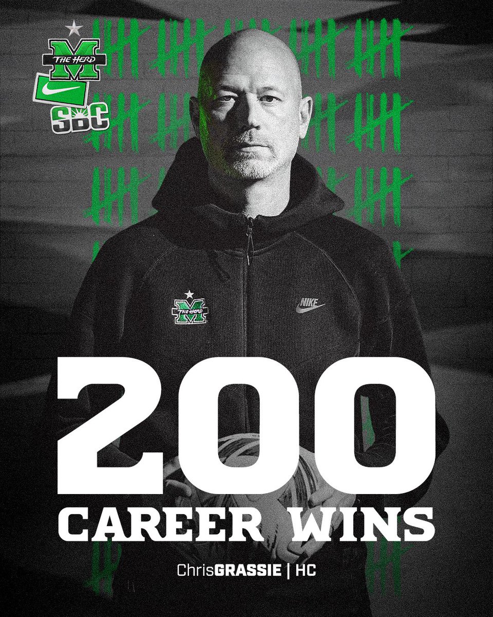 Last night’s season opening win over George Mason was Head Coach Chris Grassie’s 200th career win! 👏🫡

#WeAreMarshall