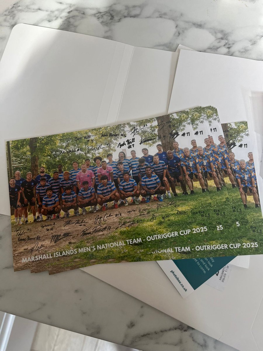 Signed Marshall Islands National Team photos are being posted out to all the kind people who purchased them during our Kickstarter campaign, which was used to raise the funds needed for the 2025 Outrigger Challenge Cup in the USA. Many thanks to all who supported us 🙌