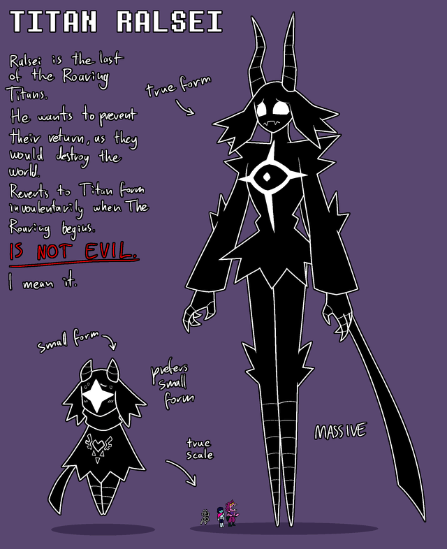 Found this concept of titan ralsei pre chapter 3 and 4 and its cool as fuck and I need more people to see it