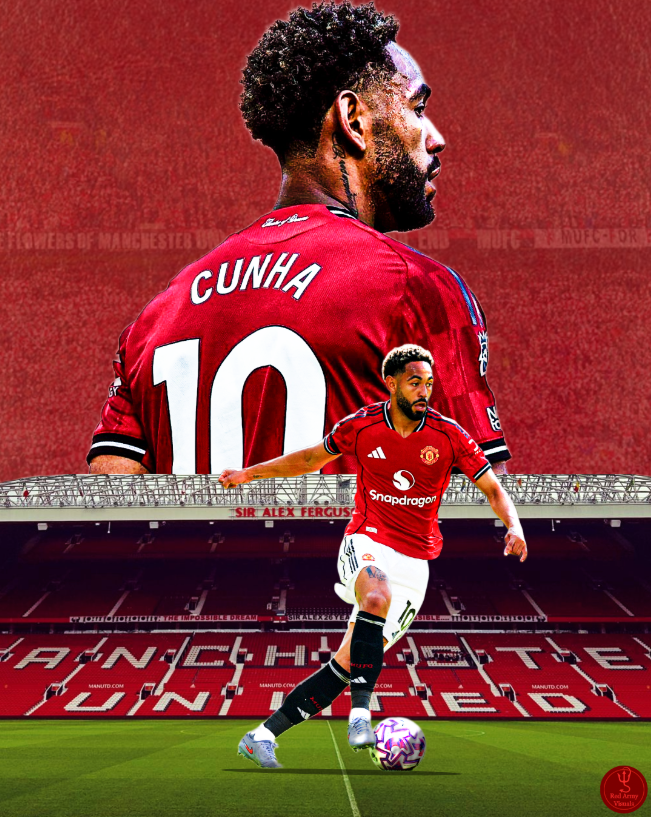 RedArmyVisuals's tweet photo. CUNHA 1️⃣0️⃣🔴
The Theatre of Dream's new star ⭐
#Cunha #MUFC #RedArmyVisuals https://t.co/syDmdxzNT7
