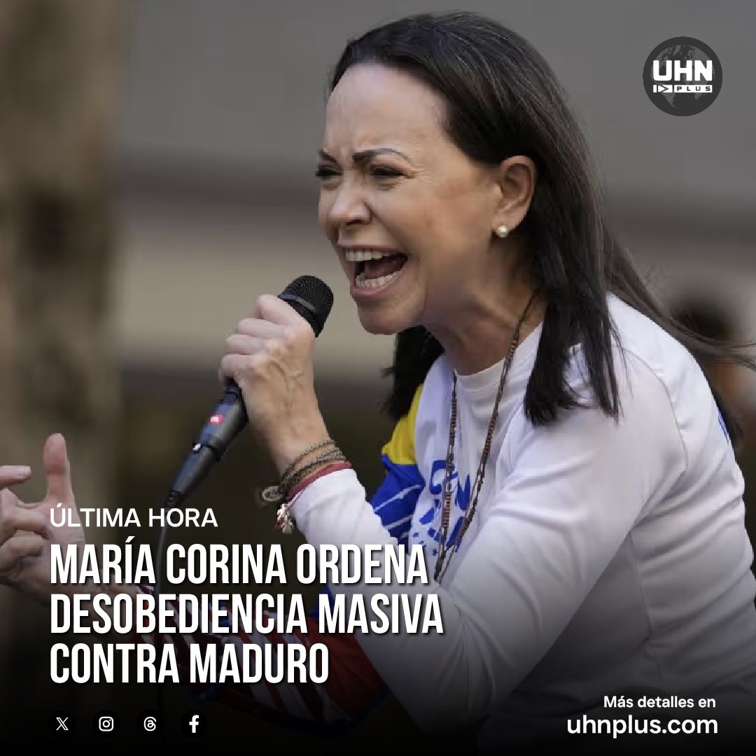 🇻🇪‼️ | ÚLTIMA HORA — María Corina Machado llamó a la desobediencia civil contra Maduro y aseguró que “esto se acabó”, instando a militares, policías, maestros y empleados públicos a ignorar al régimen y prepararse para reconstruir Venezuela.

Ampliamos: uhn.plus/qoU8lD
