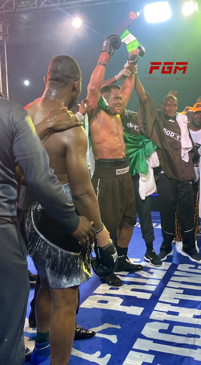 Fightgistmedia's tweet image. THE PRESIDENT IS BACK WITH ROUND 3 TKO WIN.

Ike Ibeabuchi Force Idris Afinni to retire in his corner after the end of the third round.
Live at Teslim Balogun Stadium, Surulere, Lagos.

He immediately calls out Oleksandr Usyk for a fight.

#fightgistmedia #IbeabuchiAfinni #Boxing