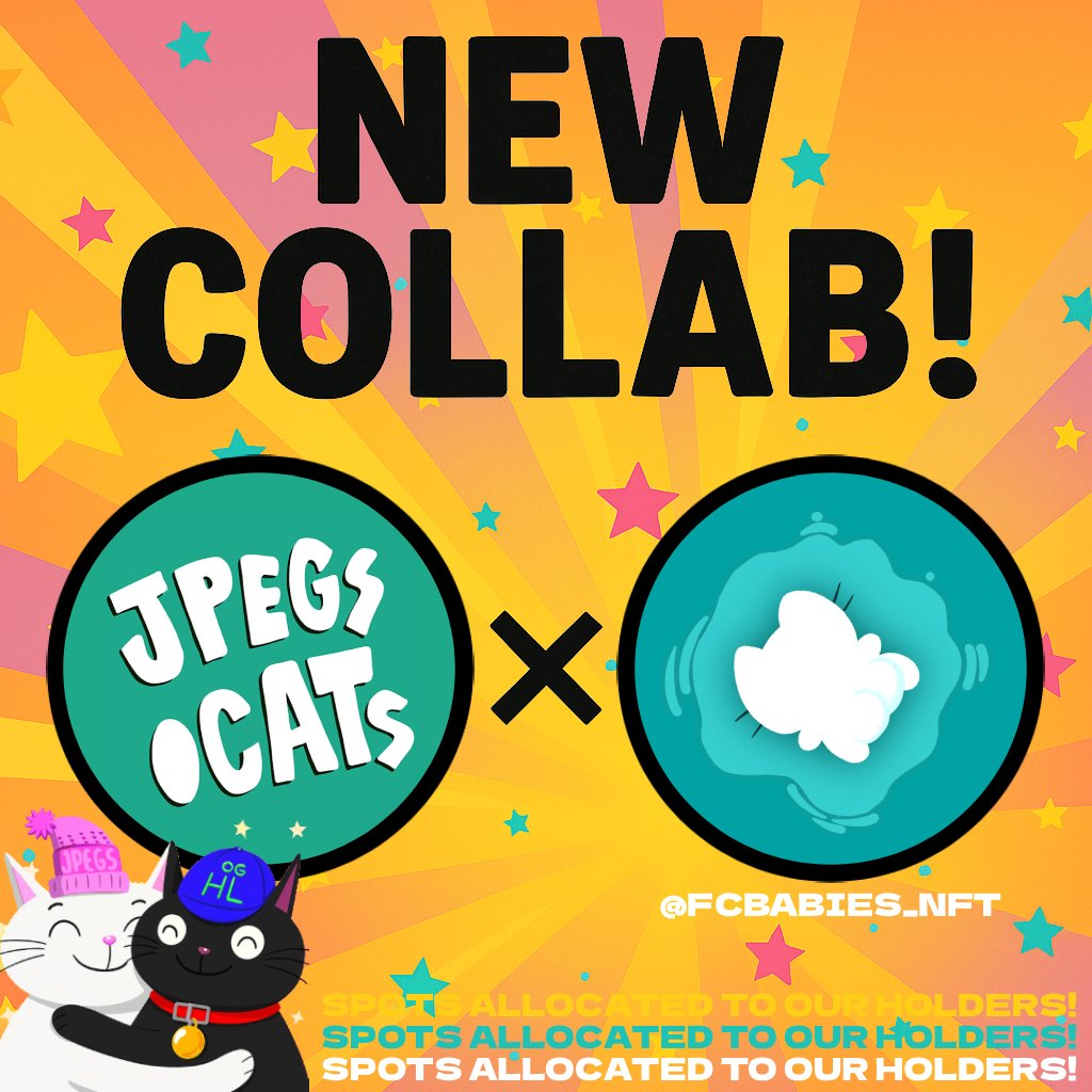 jpegsdotcats's tweet photo. NEW COLLAB! 😼
@jpegsdotcats x @fcbabies_NFT 

Giving out 5X GTD SPOTS on this post.
Like, RT and Drop your Hyper EVM address.
Follow both accounts. Tag 3 catfriends.

More spots allocated to our holders in the Cat Crib!
Join our Discord to participate in more! 😽 https://t.co/ogSSAgtgNK