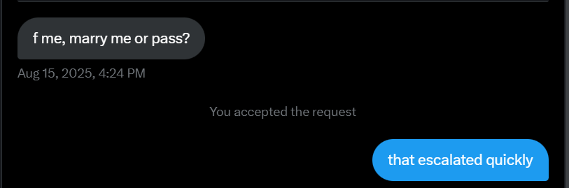 Your wife is in me DMs.