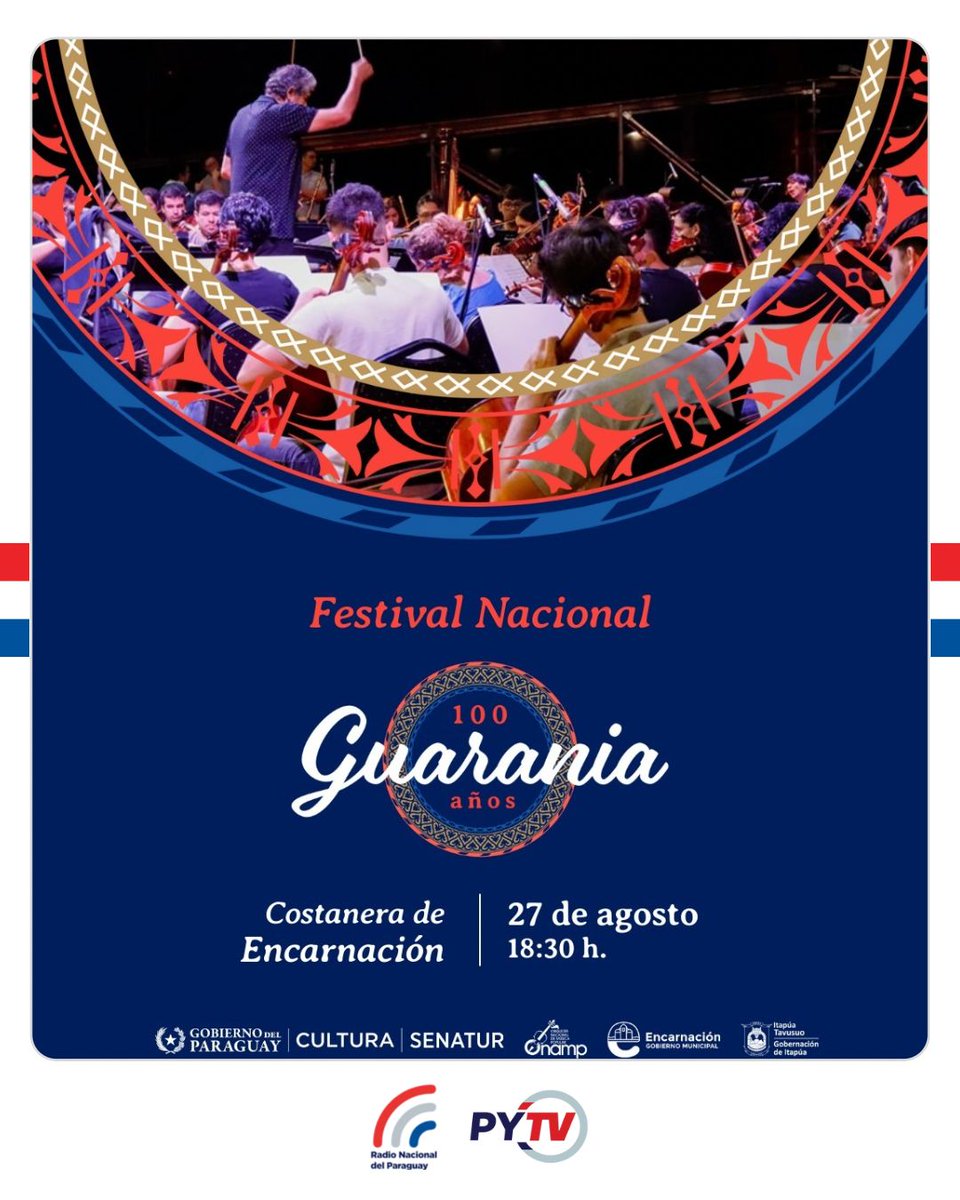 #Guarania100Años Festival Nacional de la Guarania 🎶

En el año del centenario de la guarania, celebramos su historia viva con un gran concierto nacional.