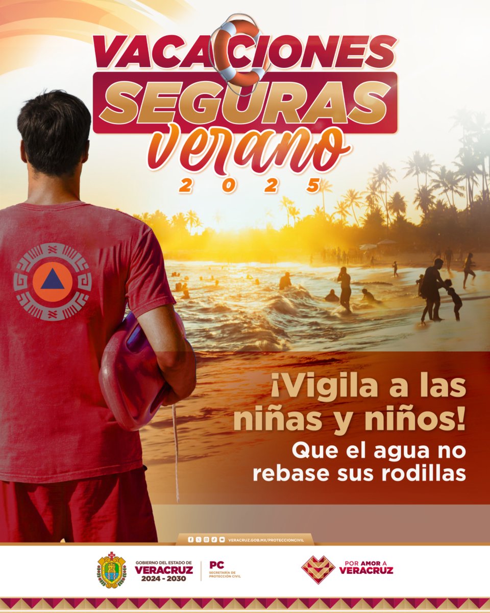 🏖 Para tus vacaciones seguras 2025, no olvides cuidar a las niñas y niños 👶🏼🧒 y seguir las medidas de precaución y recomendaciones.

☀Disfruta del verano con responsabilidad.

#VacacionesSeguras #Veracruz #Prevención #PorAmorAVeracruz