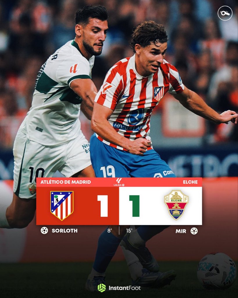 🚨 اتليتكو مدريد اول جولتين في الليغا 🚨

❌ خسارة أمام اسبانيول 

❌ تعادل أمام إلتشي 

خسر 5 نقلط من أصل 6 نقاط! 😱