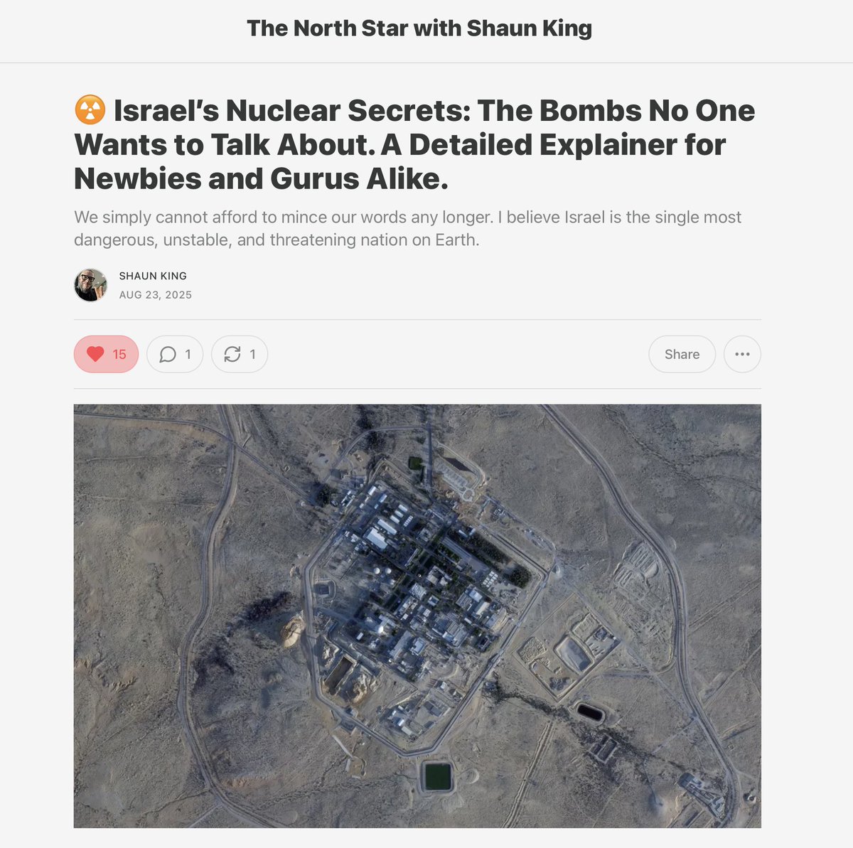 We are about to see just how much power @ElonMusk has given the Israeli child sex pervert, Tom Alexandrovich, over this platform.

🔗🔗🔗 thenorthstar.com/p/israels-nucl…

I started writing this a week ago once Israel started trying to silence me here on X.

Israel's nuclear secrets.