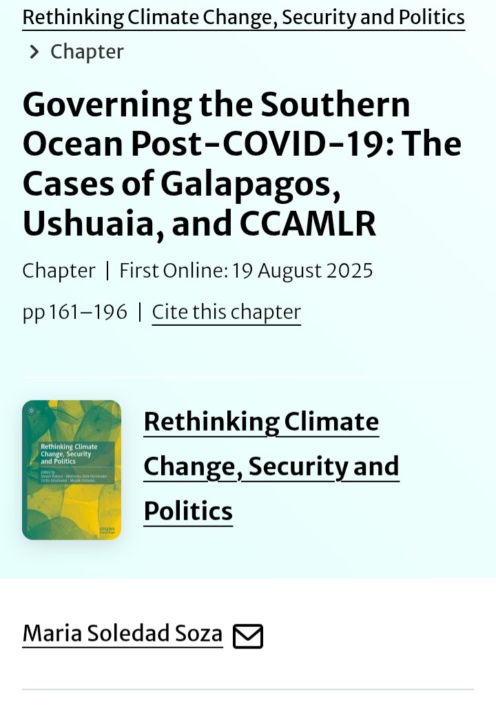 Glad to see my piece published in #NatureSpringer #southernocean #governance #ccamlr #galapagos #ushuaia