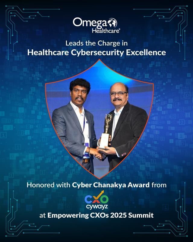 We're thrilled to announce that Omega Healthcare has been recognized for Cybersecurity Leadership at the prestigious Empowering CXOs 2025 Summit! Our Sr. VP &amp; CIO, Srikanth Katuri, accepted the Cyber Chanakya Award on behalf of our entire organization.

Why Omega Healthcare leads