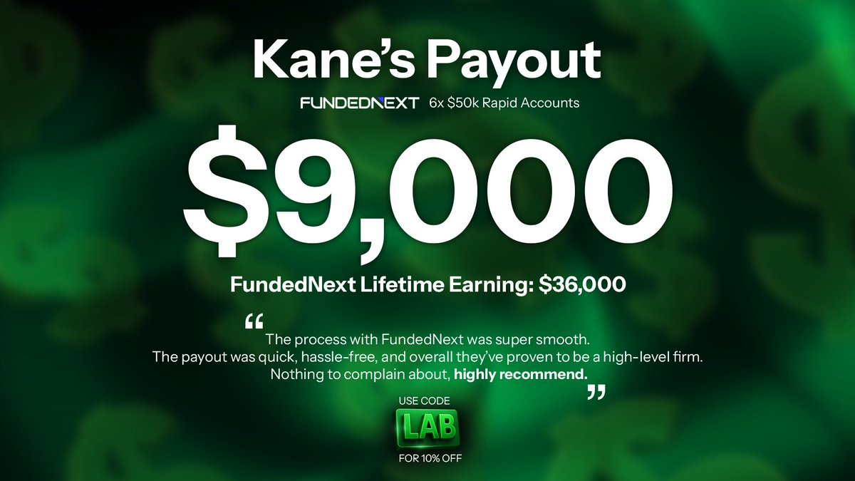 kane🧪 (@_traderkane) on Twitter photo Another 9k paid from <a href="/fnfutures/">FundedNext Futures</a>. 3 day payouts is just sooo good.
I truly can't recommend them enough. I hold my hands up and say, they had some issues but they've consistently shown they will keep evolving.
Use code "LAB" for 10% off all accounts. Another 9k paid from <a href="/fnfutures/">FundedNext Futures</a>. 3 day payouts is just sooo good.
I truly can't recommend them enough. I hold my hands up and say, they had some issues but they've consistently shown they will keep evolving.
Use code "LAB" for 10% off all accounts.