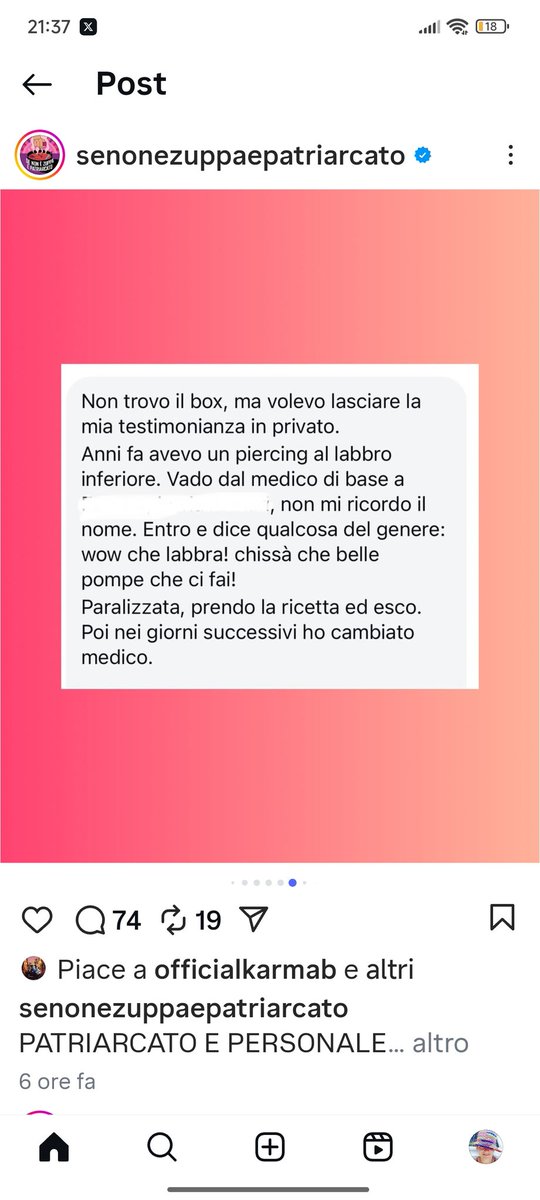 MadameA02's tweet photo. Sono contenta che finalmente se ne parli perché tutti devono sapere lo schifo che c'è in giro. Su IG c'è questo gruppo che parla spesso delle molestie subite da pazienti solo ed esclusivamente donne. Lo schifo che provo.

#ANSA #molestie #ospedali https://t.co/t9cqTMJJp7
