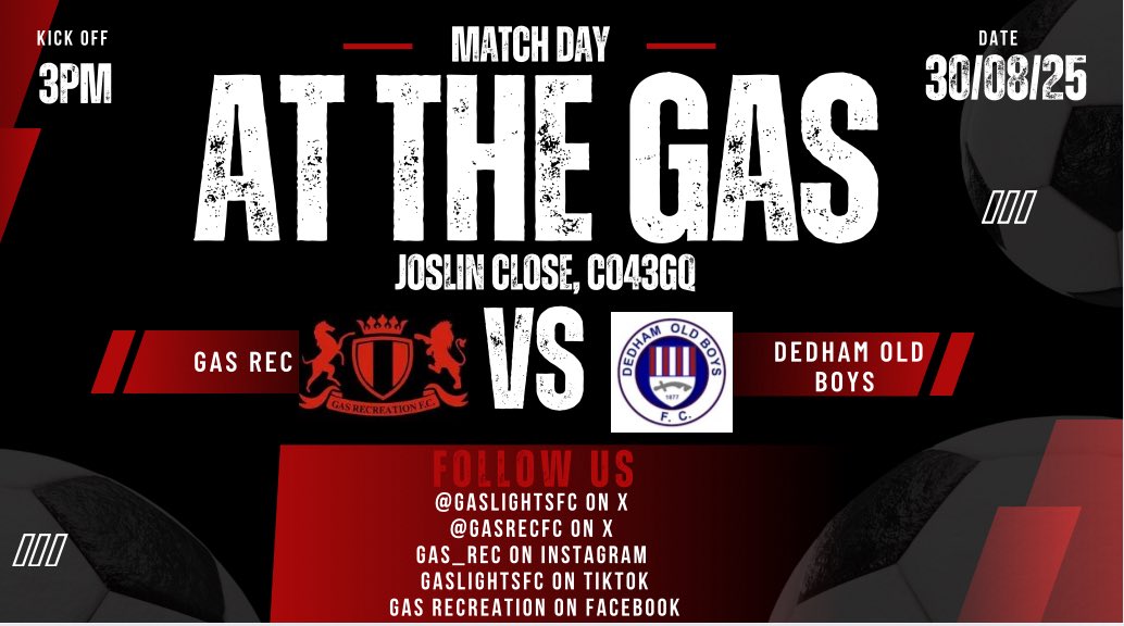 This Saturday we welcome <a href="/DedhamOldBoysFC/">Dedham Old Boys FC</a>  to the gas after 3 defeats on the bounce the boys need to get some sort of result to try change the tide