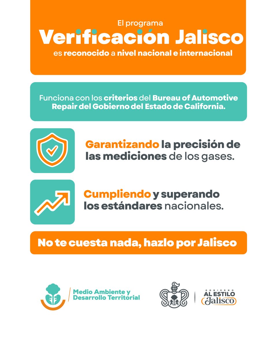 ✅🍃 La Verificación Jalisco cumple con las Normas Oficiales Mexicanas, garantizando un proceso transparente y confiable.

Agenda tu cita y contribuye a mejorar la calidad del aire 👉 gobjal.mx/VJalisco