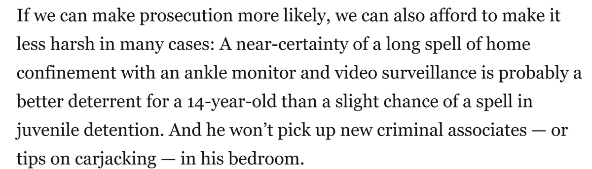 Keith Humphreys (@keithnhumphreys) on Twitter photo Important point by <a href="/asymmetricinfo/">Megan McArdle</a> -- greater certainty of some consequence deters crime more effectively than severe but rare punishments.. Link in next tweet Important point by <a href="/asymmetricinfo/">Megan McArdle</a> -- greater certainty of some consequence deters crime more effectively than severe but rare punishments.. Link in next tweet
