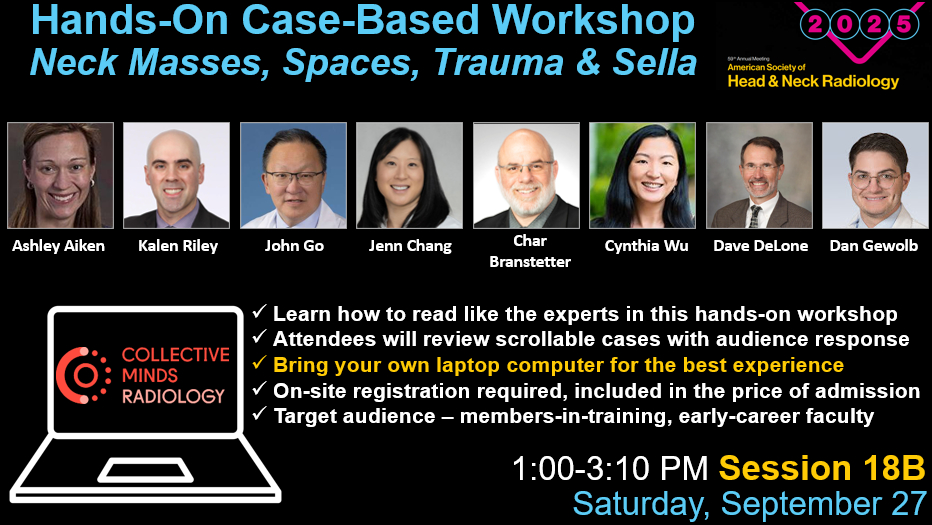ASHNR 2025 is just around the corner. Like every year, we are attempting to bring new innovations that accelerate learning Head and Neck Radiology. This year, we will include a couple of parallel sessions using an innovative educational platform from Collective Minds. We hope to