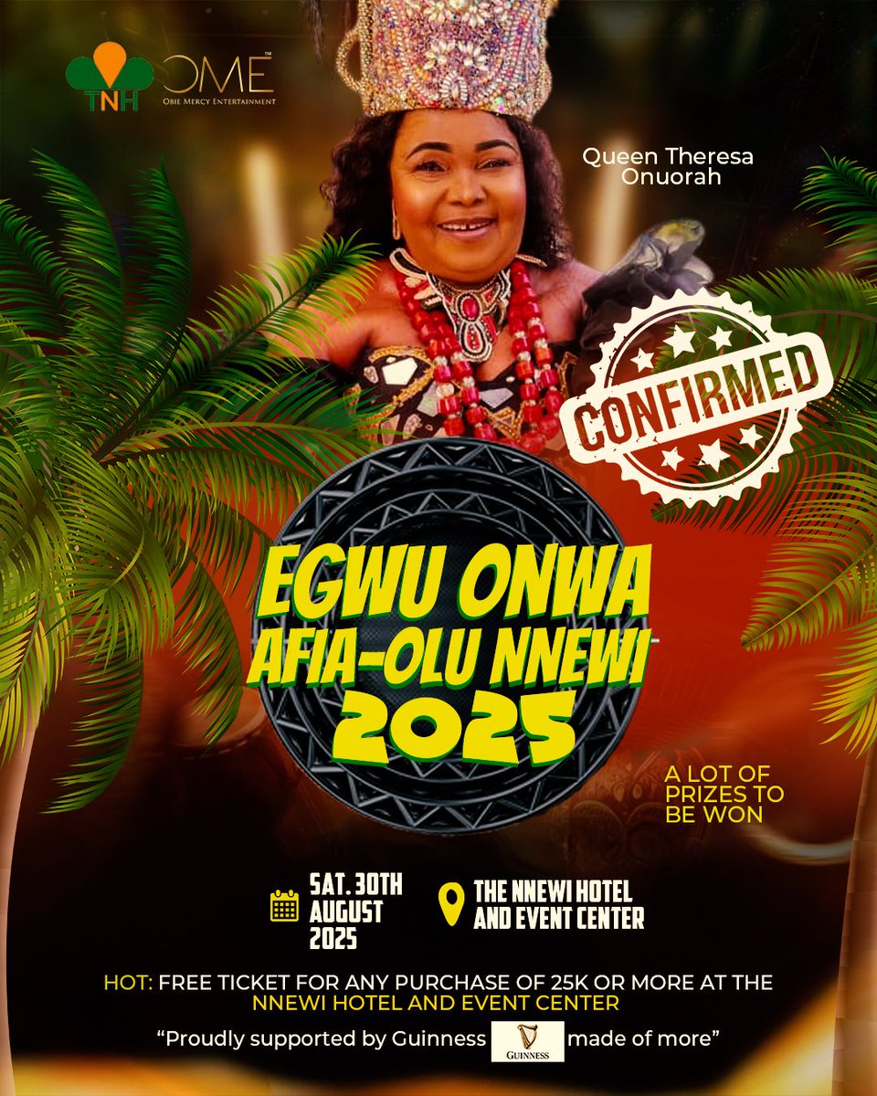 Nnewi_City's tweet image. Afịa-Ọlụ Nnewi( New Yam Festival) 2025 is next week and it&apos;s coming with a whole lot of activities and events being organized by different individuals.

Stay tuned for updates from the festivity