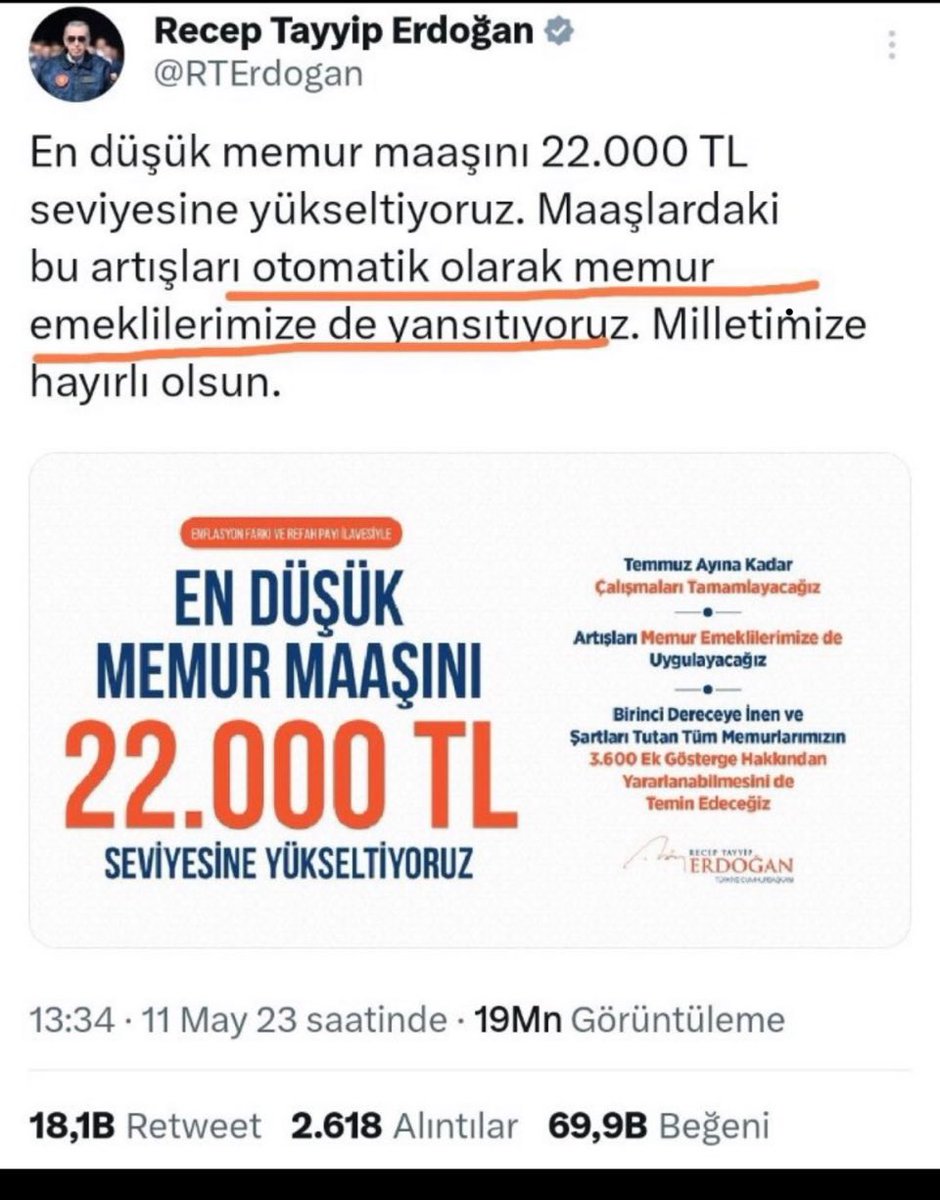 Yanlış politikanızın cezasını #EmekliMemur a ödetiyorsunuz ekonmik krizi biz çıkarmadık faizi biz yükseltmedik SEYYANEN ZAM HAKKIMIZI İSTİYORUZ. Çalışırken kestiğiniz primlerimizin karşılığı ve kanunların verdiği haklarımızı istiyoruz <a href="/Akparti/">AK Parti</a> <a href="/memetsimsek/">Mehmet Simsek</a> #MemurEmeklisineAdalet