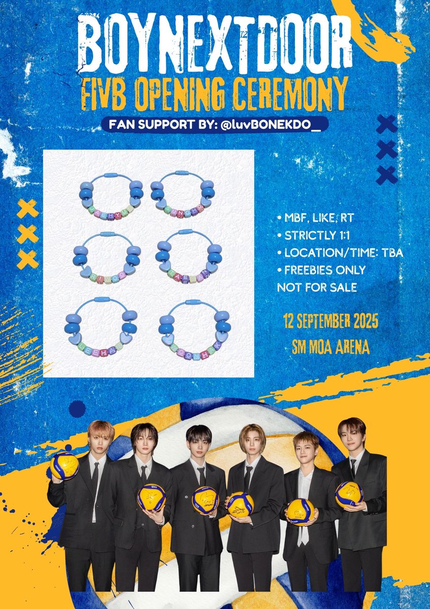sasaloveBND_ (@luvbonekdo_) on Twitter photo BOYNEXTDOOR x FIVB
Fan Support By: <a href="/luvBONEKDO_/">sasaloveBND_</a>
Hi ONEDOORs! I'll be giving away FREEBIES on Sep 12! See you!
- mbf, rt, like
- strictly 1:1
- loc/time: TBA
- open for trade (DM)
#BOYNEXTDOOR #보이넥스트도어
#WCHCelebrityAmbassador #FIVBWCH2025 BOYNEXTDOOR x FIVB
Fan Support By: <a href="/luvBONEKDO_/">sasaloveBND_</a>
Hi ONEDOORs! I'll be giving away FREEBIES on Sep 12! See you!
- mbf, rt, like
- strictly 1:1
- loc/time: TBA
- open for trade (DM)
#BOYNEXTDOOR #보이넥스트도어
#WCHCelebrityAmbassador #FIVBWCH2025
