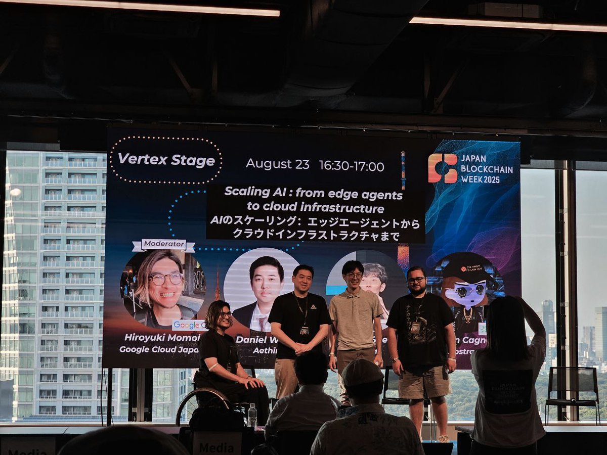 Thank you for joining us at Japan Blockchain Week Summit 2025 AI Edition 🇯🇵💚

It was an honor to share the stage with Daniel Wang <a href="/AethirCloud/">Aethir</a>  , Mason Cagnoni <a href="/Abstract_Eco/">Abstract Ecosystem</a>  , and Hiroyuki Momoi <a href="/googlecloud_jp/">Google Cloud Japan</a>  as we explored “Scaling AI: from edge agents to cloud