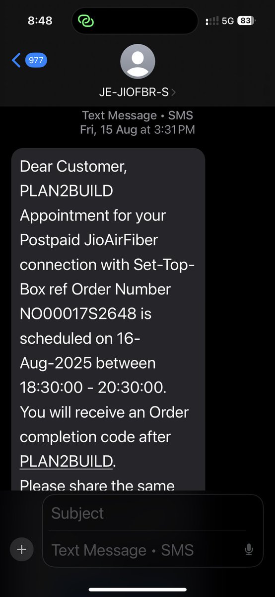 SukhdevBhatia's tweet photo. @reliancejio @JioCare The services are worst as I am struggling for the installation of   AirFiber from last 20 days. KYC is done on 14th Aug’25 and now the persons are not responding. Requesting the refund 
#Jiofroud #JioAirFiber #Jiofibre #JioFinance https://t.co/4kRdmn4Aye