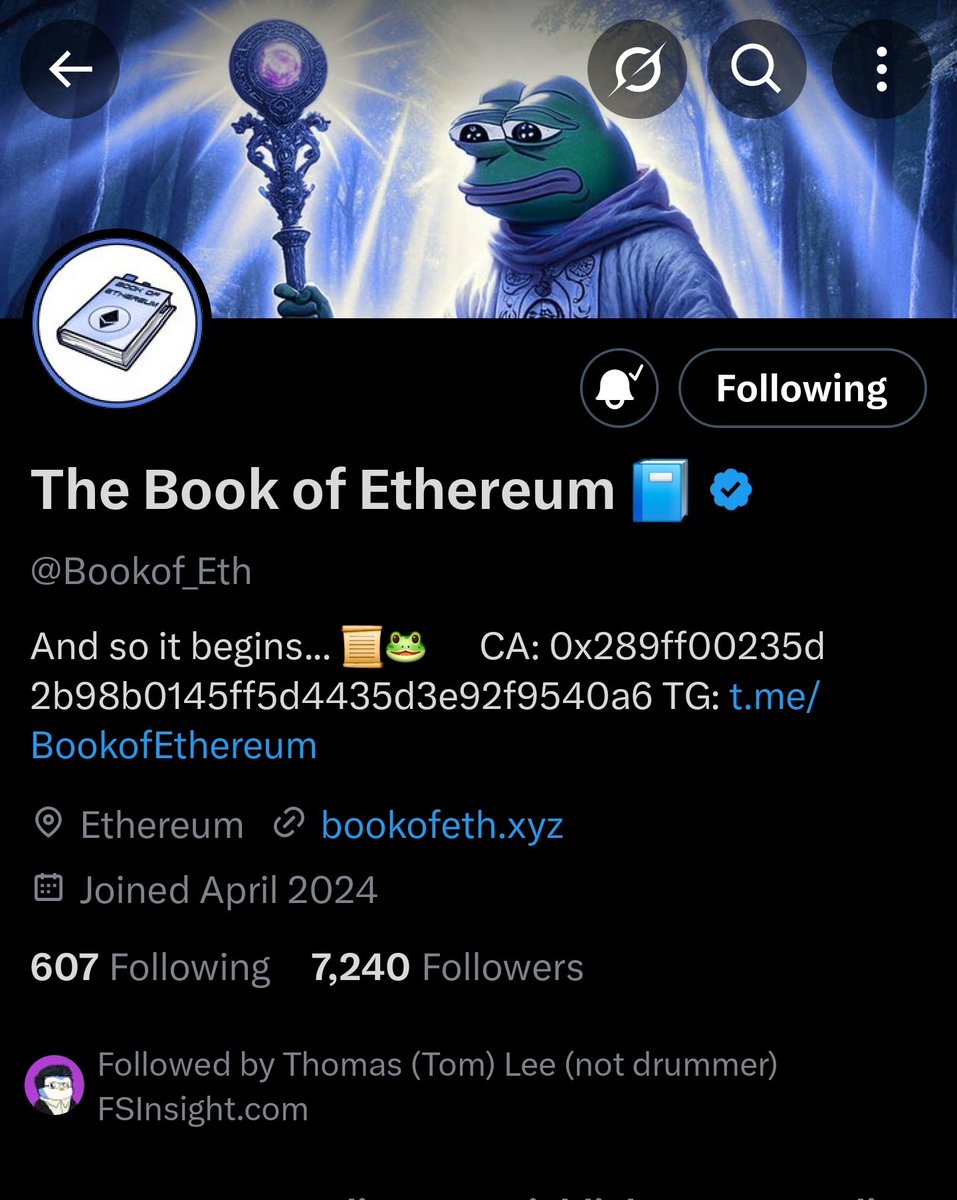 CryptoBestMood's tweet image. BREAKING! Tom Lee, one of Wall Street’s top crypto strategists, just followed @Bookof_Eth! If one of the top minds in crypto sees value here,
what more do you need to become a true Booeliever 📖?