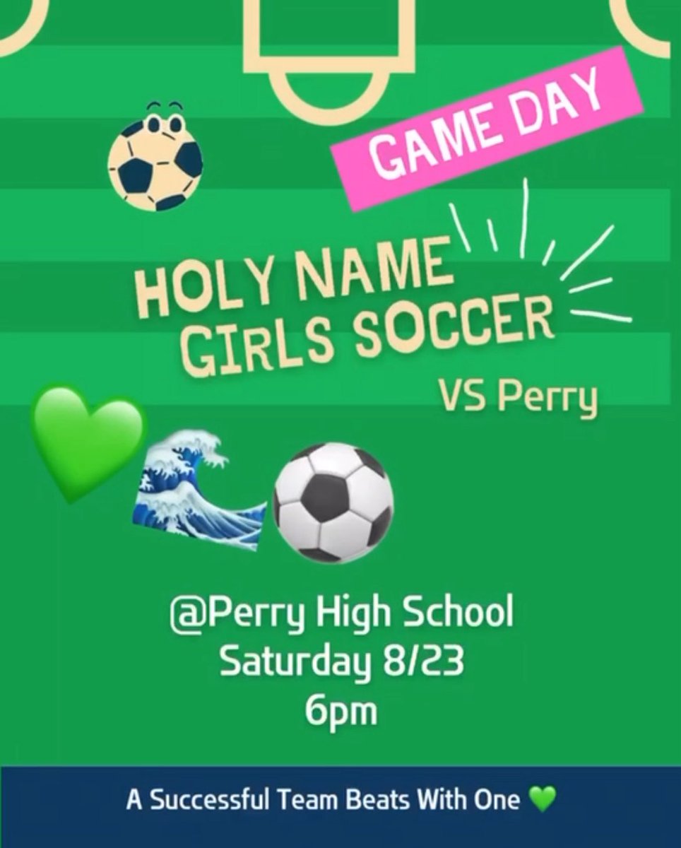 HN_GirlsSoccer's tweet photo. It’s game day for your HNGS!⚽️
📍Perry HS
⏰6pm
🗓️Saturday 8/23
#GoGreenWave #AllHail https://t.co/ioCUbOulj9