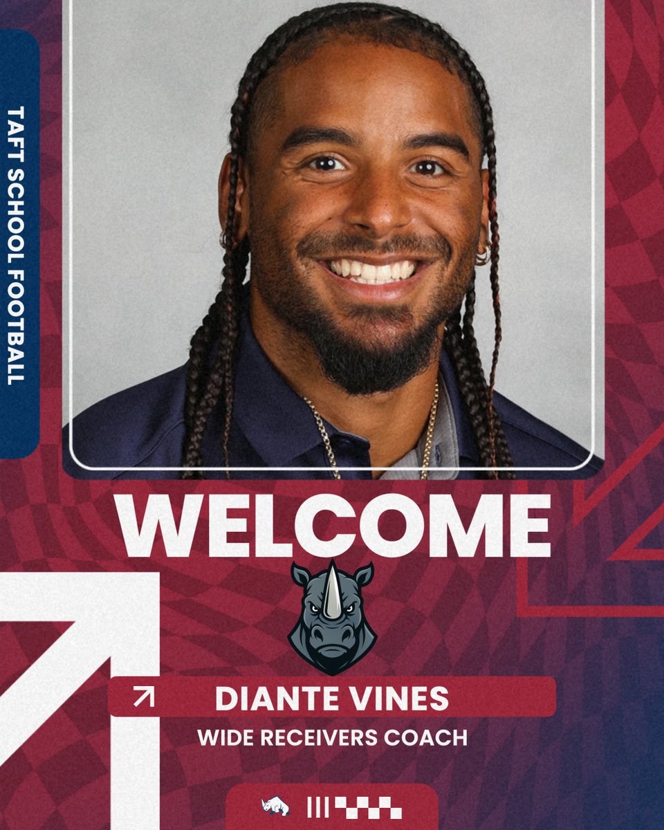 Taft Football (@taftfootballct) on Twitter photo 🚨New Coach Spotlight🚨
We are excited to announce Diante Vines '20 <a href="/diantev22/">Diante Vines🤩</a> as our WR Coach! Vines finished his <a href="/TaftRhinos/">Taft School Athletics</a> career as one of the top pass catchers in history. He was a multi-year starter <a href="/HawkeyeFootball/">Hawkeye Football</a> & wrapped up his playing career <a href="/ODUFootball/">ODU Football</a> 🦏🆙 🚨New Coach Spotlight🚨
We are excited to announce Diante Vines '20 <a href="/diantev22/">Diante Vines🤩</a> as our WR Coach! Vines finished his <a href="/TaftRhinos/">Taft School Athletics</a> career as one of the top pass catchers in history. He was a multi-year starter <a href="/HawkeyeFootball/">Hawkeye Football</a> & wrapped up his playing career <a href="/ODUFootball/">ODU Football</a> 🦏🆙
