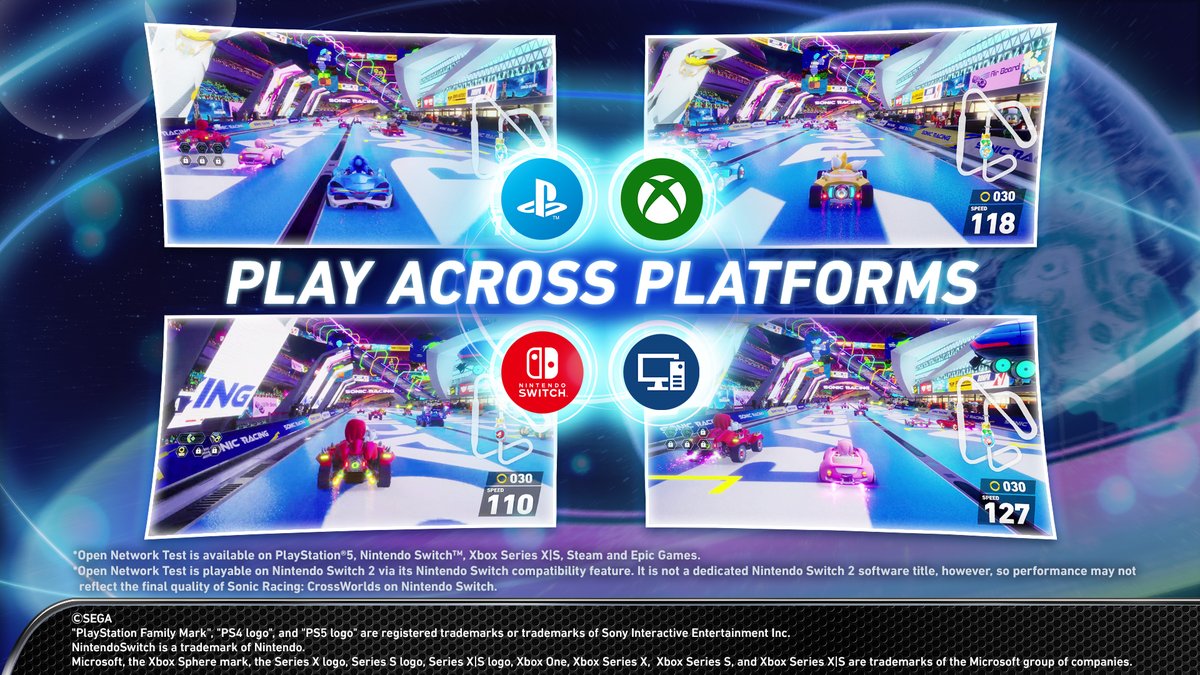 RaceCrossWorlds's tweet image. Sonic Racing: CrossWorlds supports cross-platform matchmaking! 🎮
You can enjoy cross-play on supported platforms during the Open Network Test. Invite your friends and join the fun!
For more details: bit.ly/CrossWorldsOpe…