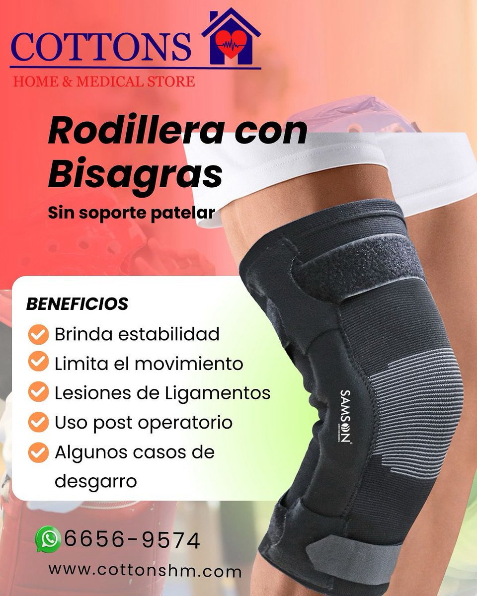 Rodillera con Bisagras, sin Soporte Patelar
🔹 Cuidado de las rodillas en actividades deportivas.
🔹 Ayuda a reducir la presión y esguinces provocados por el movimiento de la rodilla en la rutina diaria.
🔹 Para la dislocación y fractura de la rótula.
🔹 Cuidados post operatorios