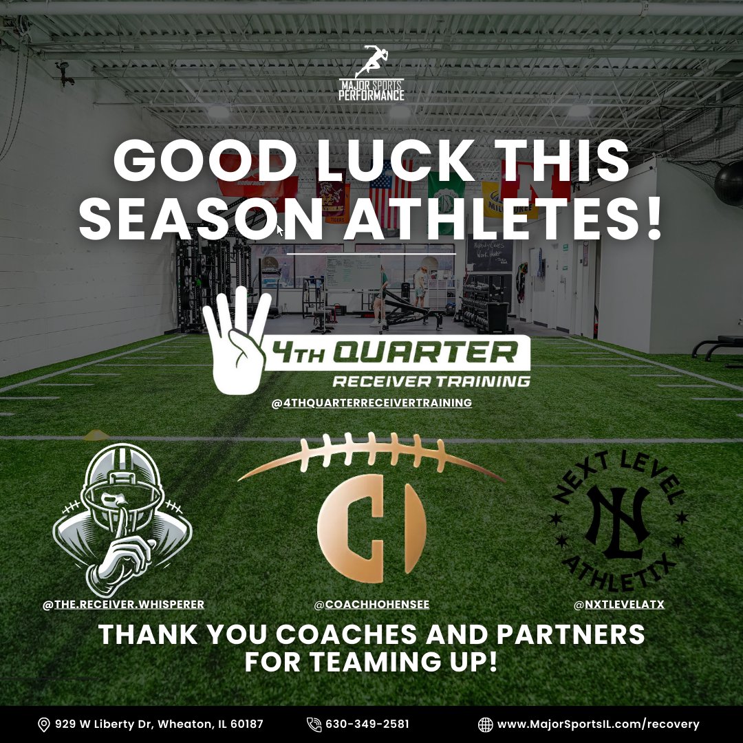 MajorSportsIL's tweet image. 🚨 Good luck to all our athletes this season! 🚨 From youth to pros—we’re proud of the work you’ve put in. 💪 Big thanks to @coachhohensee @nxtlevelatx @4thquarterreceivertraining @the.receiver.whisperer for teaming up with us.
#AthleteDevelopment #InSeasonReady #TrainToWin