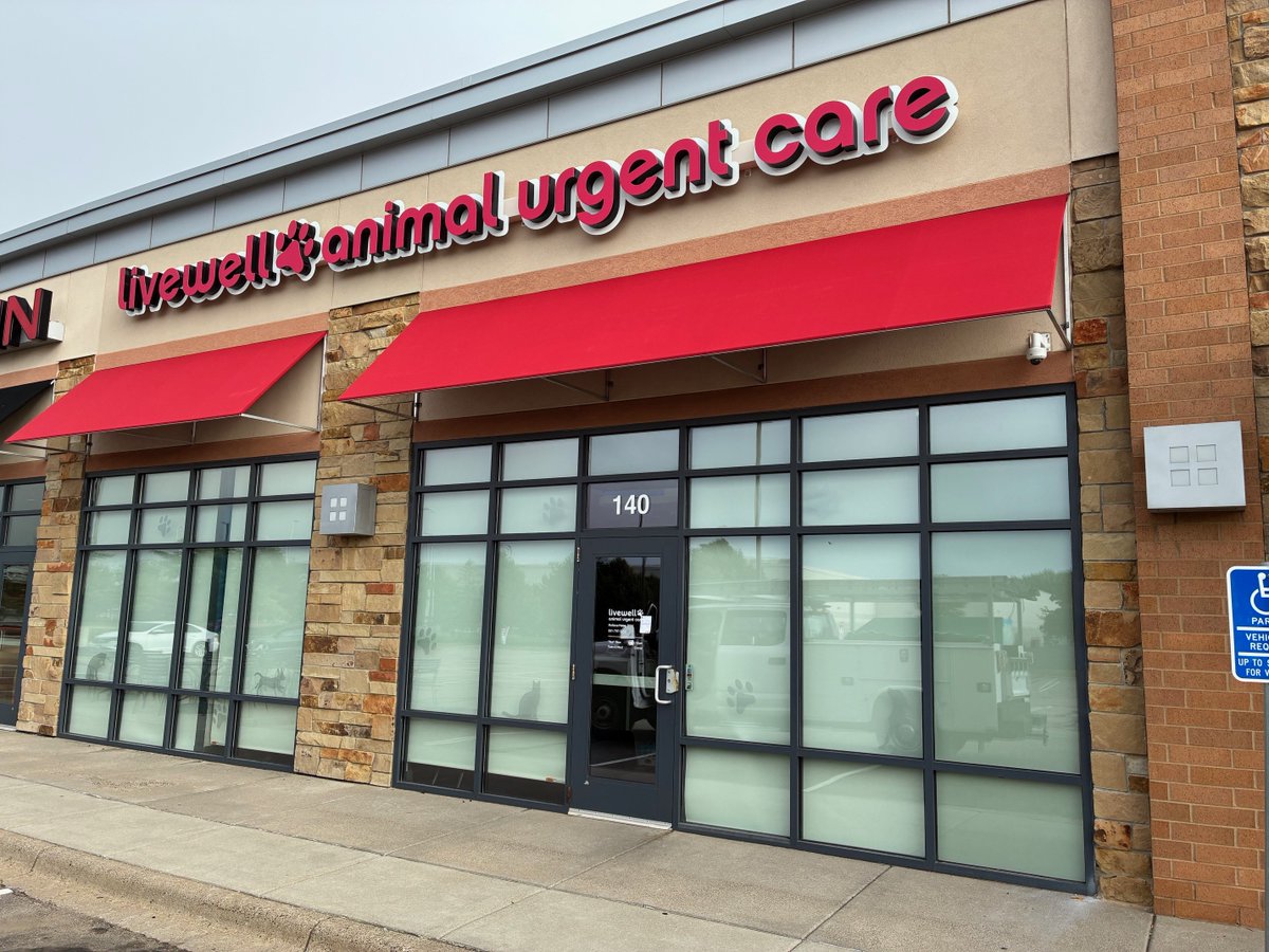 These stationary commercial awnings were recently recovered for a customer in Shoreview, MN.