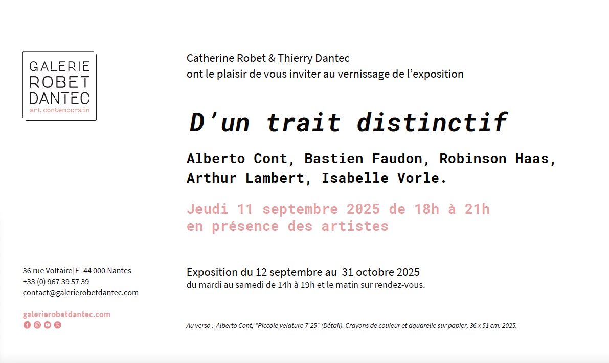 DantecRobet's tweet photo. A vos agendas ! #Vernissage de l'exposition "D'un trait distinctif" > jeudi 11 septembre 2025 au 36 rue Voltaire à Nantes https://t.co/DUXdXcrMAl