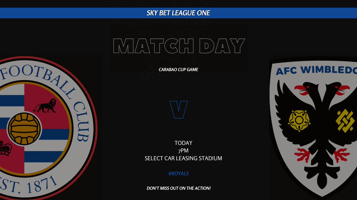 The Royals are back on home soil facing The Dons once again; this time in the Carabao Cup. We'll be open before the game so come and say hello and join us for drinks 🍻

#readingfc