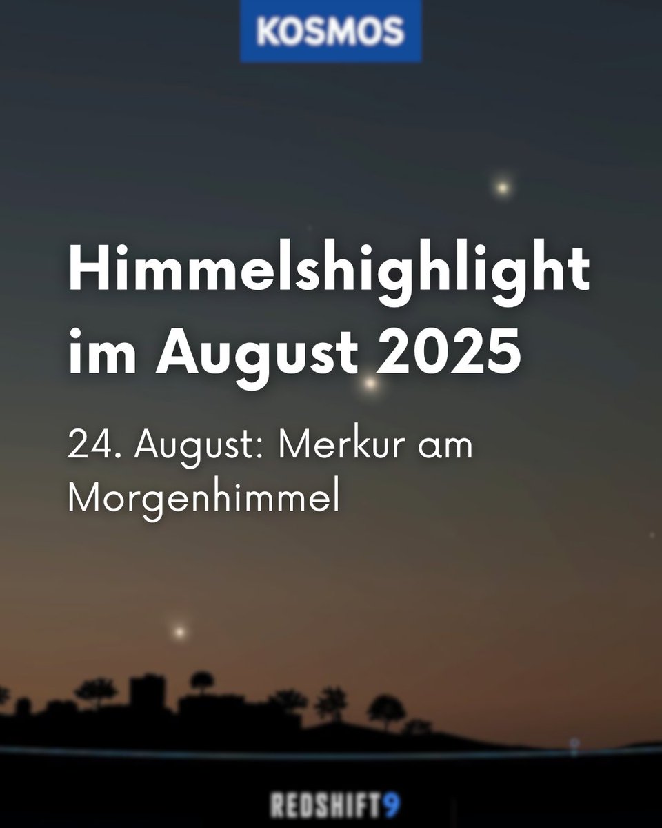 Von Mitte bis Ende August taucht der sonnennahe Planet am Morgenhimmel auf. Dabei machen es uns die helleren Planeten Venus und Jupiter leicht, den Merkur in Horizontnähe aufzuspüren. Wie ihr den flinken Planeten findet, erfahrt ihr unter shorturl.at/AzJRm #himmelsjahr